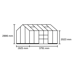 HALLS szklarnia ogrodowa ICON PLANTHOUSE 6 (7,3 m2; 1,93 x 3,79 m) czarna, szkło hartowane + baza